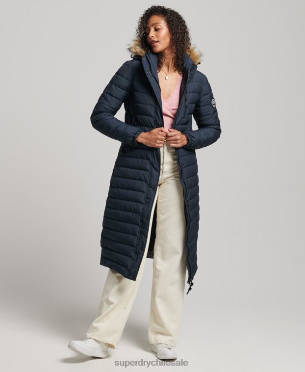 mujer Superdry Armada abrigo acolchado ligero de piel sintética con capucha 2R68Z3622