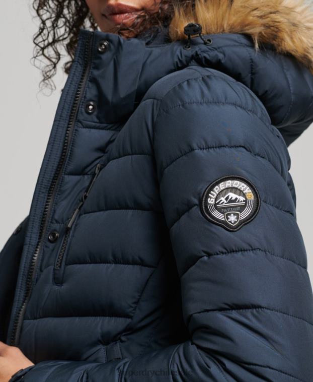 mujer Superdry Armada abrigo acolchado ligero de piel sintética con capucha 2R68Z3622