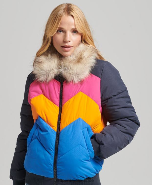 mujer Superdry Armada abrigo corto acolchado con panel retro 2R68Z5429