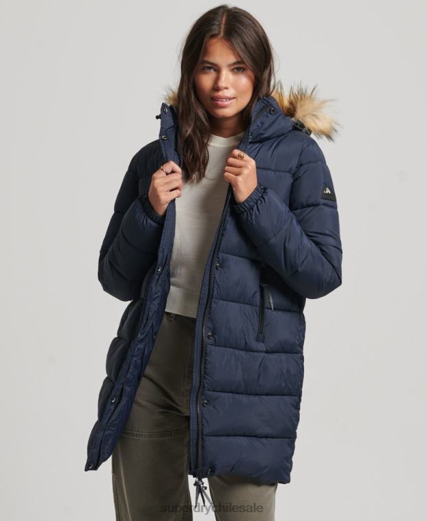 mujer Superdry Armada abrigo de capa intermedia con capucha 2R68Z5669