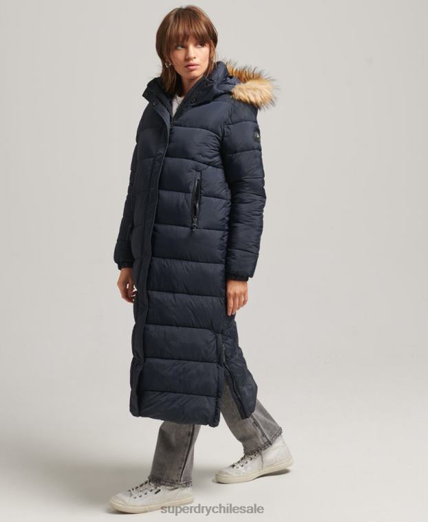 mujer Superdry Armada abrigo largo con capucha y pelo artificial 2R68Z3662