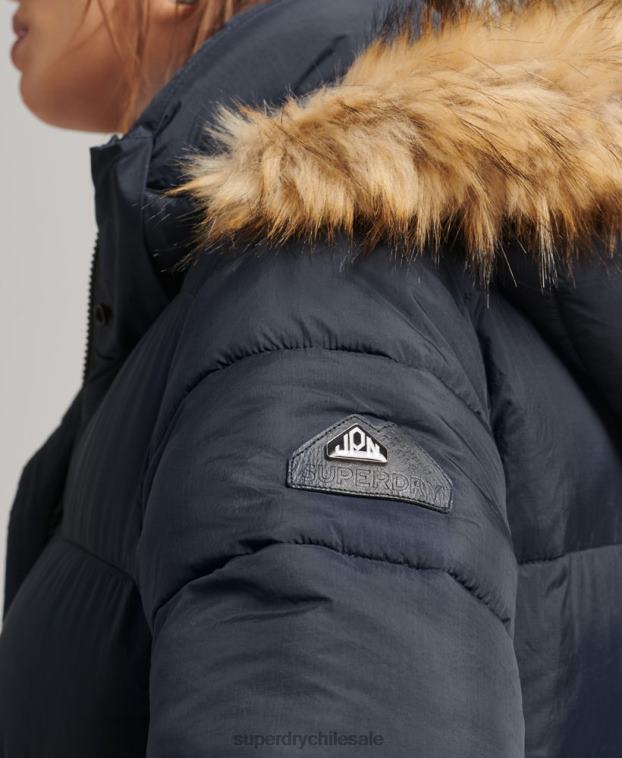 mujer Superdry Armada abrigo largo con capucha y pelo artificial 2R68Z3662