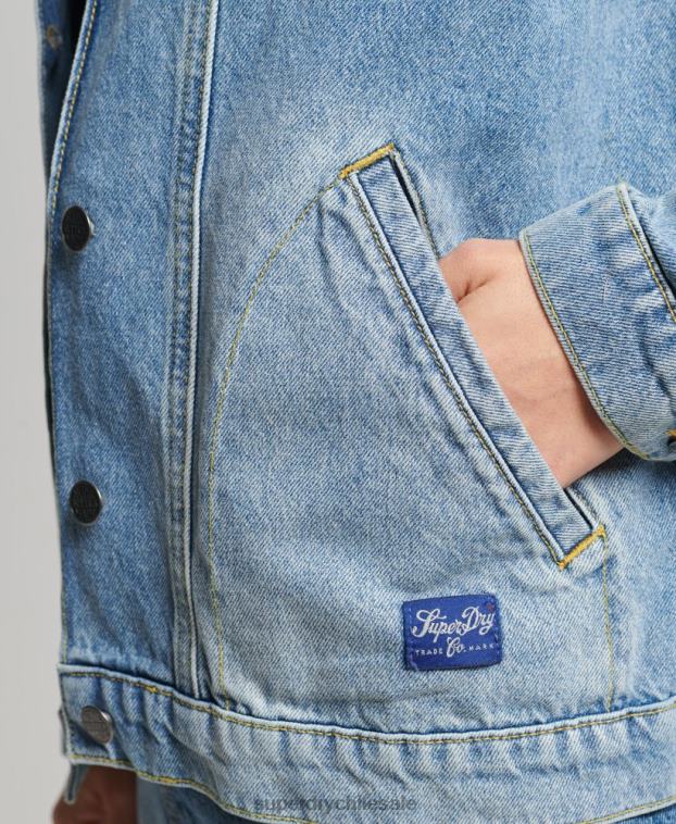 mujer Superdry azul claro abrigo de trabajo de mezclilla vintage 2R68Z5561