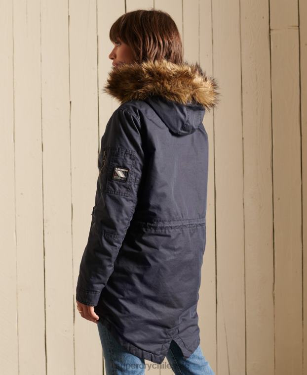 mujer Superdry azul parka estilo militar con cola de pez 2R68Z5515