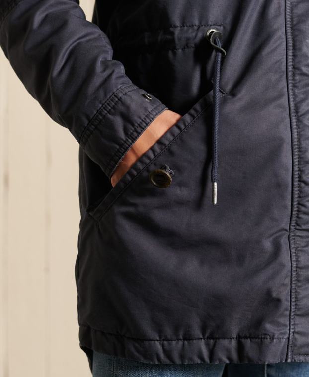 mujer Superdry azul parka estilo militar con cola de pez 2R68Z5515