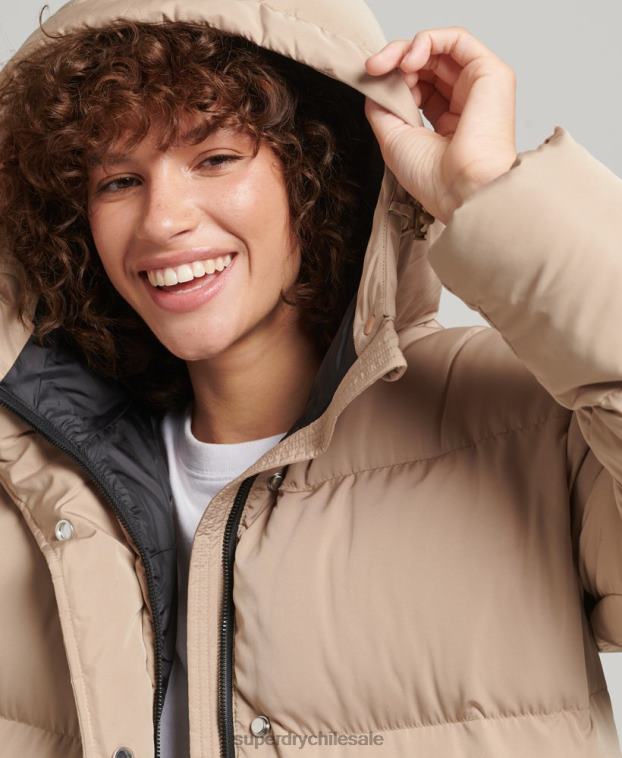mujer Superdry beige abrigo acolchado largo con capucha 2R68Z3595