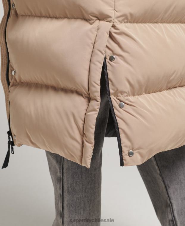 mujer Superdry beige abrigo acolchado largo con capucha 2R68Z3595