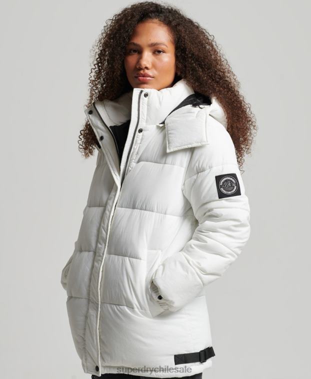 mujer Superdry blanco abrigo capitonado capullo expedición 2R68Z3791