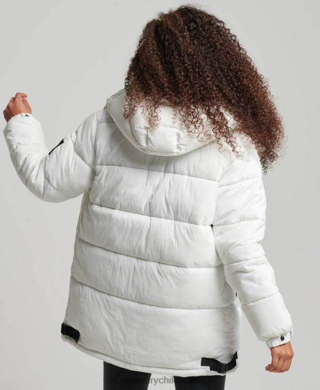 mujer Superdry blanco abrigo capitonado capullo expedición 2R68Z3791