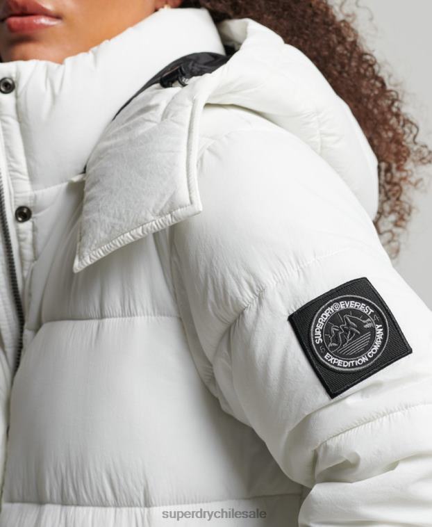 mujer Superdry blanco abrigo capitonado capullo expedición 2R68Z3791