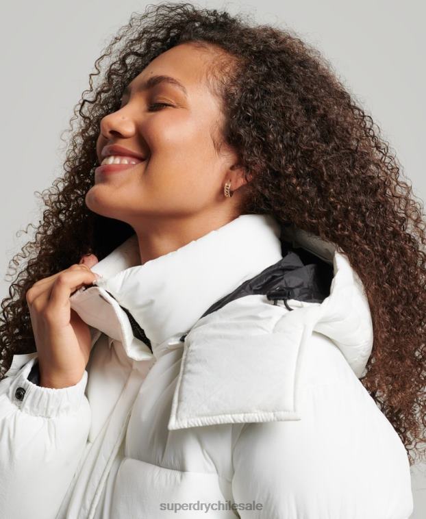 mujer Superdry blanco abrigo capitonado capullo expedición 2R68Z3791