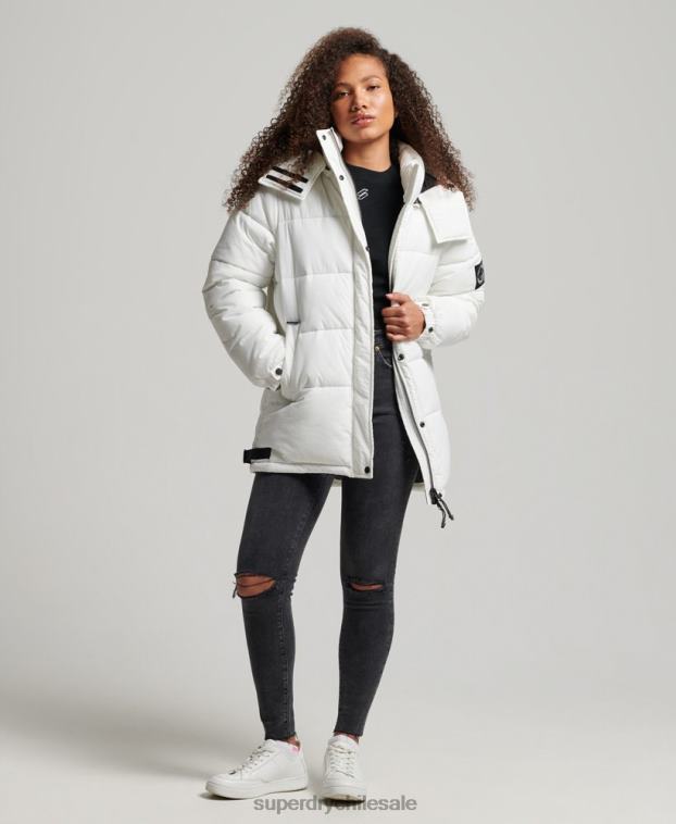 mujer Superdry blanco abrigo capitonado capullo expedición 2R68Z3791