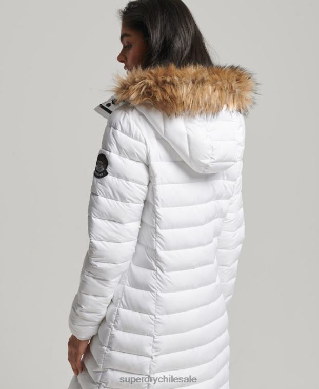 mujer Superdry blanco abrigo fuji superlargo 2R68Z3778