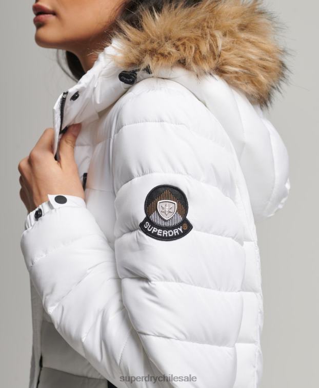 mujer Superdry blanco abrigo fuji superlargo 2R68Z3778