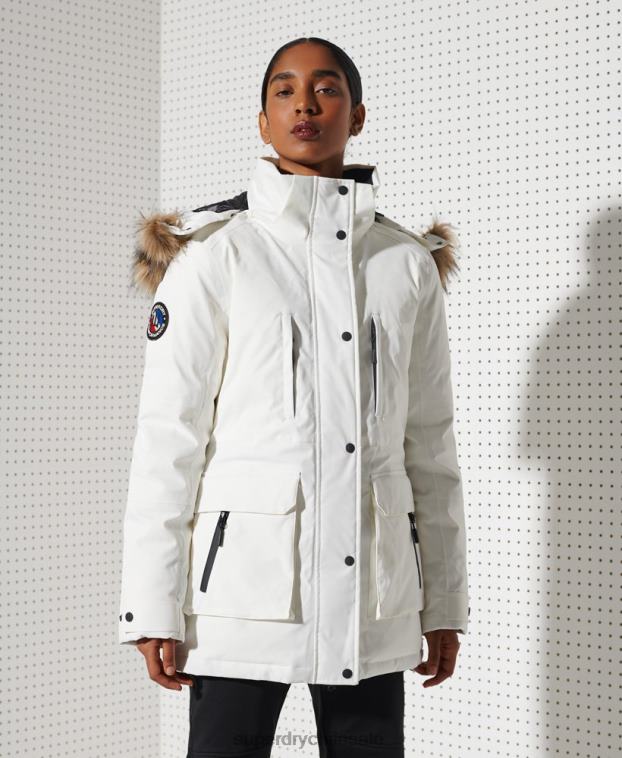 mujer Superdry blanco parka con plumón everest para la nieve 2R68Z5487