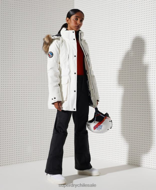 mujer Superdry blanco parka con plumón everest para la nieve 2R68Z5487