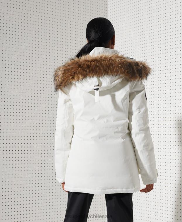 mujer Superdry blanco parka con plumón everest para la nieve 2R68Z5487