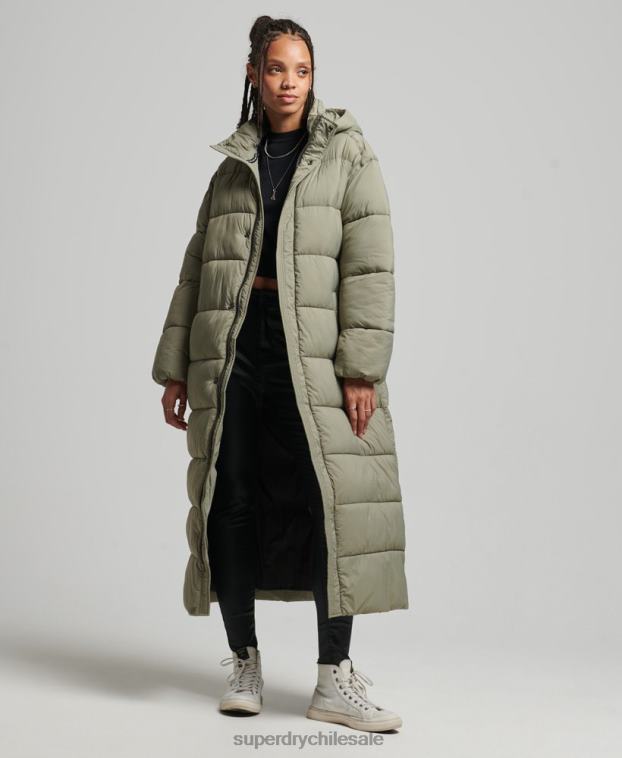 mujer Superdry caqui abrigo acolchado capullo con palangre 2R68Z5451