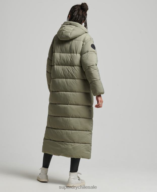 mujer Superdry caqui abrigo acolchado capullo con palangre 2R68Z5451
