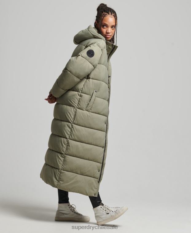 mujer Superdry caqui abrigo acolchado capullo con palangre 2R68Z5451