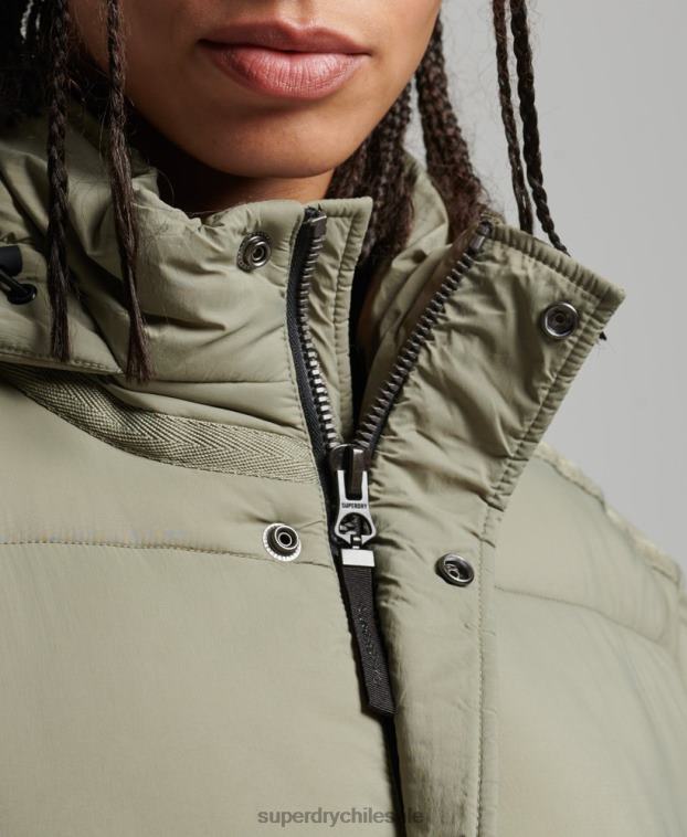 mujer Superdry caqui abrigo acolchado capullo con palangre 2R68Z5451