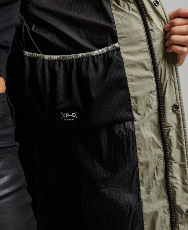mujer Superdry caqui abrigo acolchado capullo con palangre 2R68Z5451
