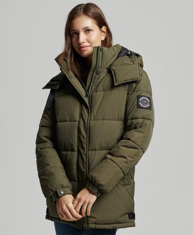 mujer Superdry caqui abrigo capitonado capullo expedición 2R68Z3644