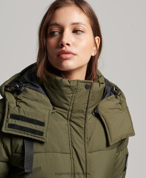 mujer Superdry caqui abrigo capitonado capullo expedición 2R68Z3644