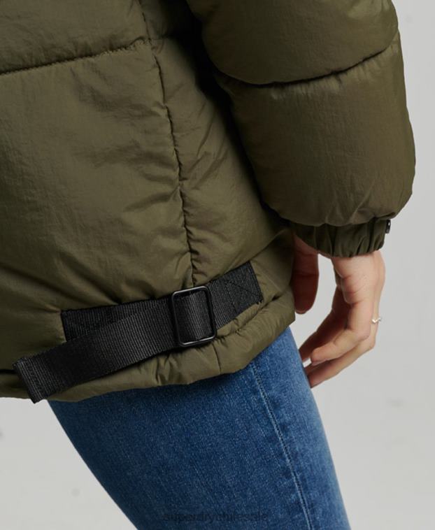 mujer Superdry caqui abrigo capitonado capullo expedición 2R68Z3644