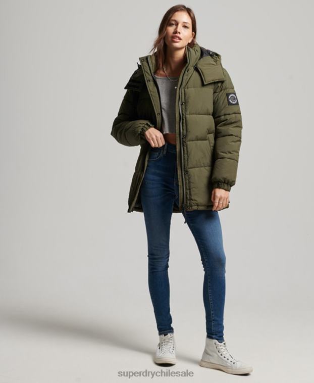 mujer Superdry caqui abrigo capitonado capullo expedición 2R68Z3644