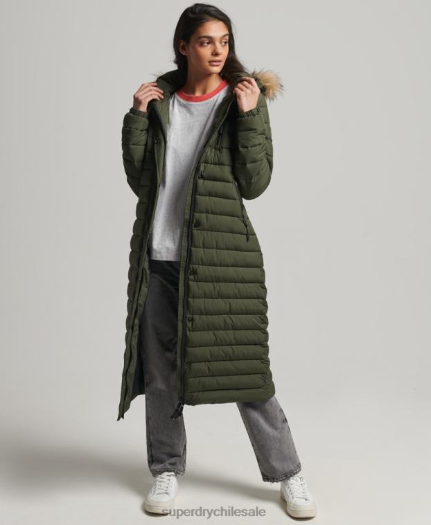 mujer Superdry caqui abrigo fuji superlargo 2R68Z3649