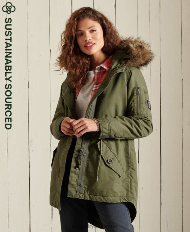 mujer Superdry caqui parka estilo militar con cola de pez 2R68Z5568