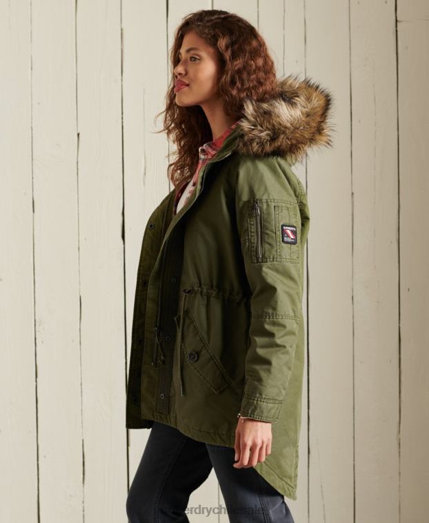 mujer Superdry caqui parka estilo militar con cola de pez 2R68Z5568