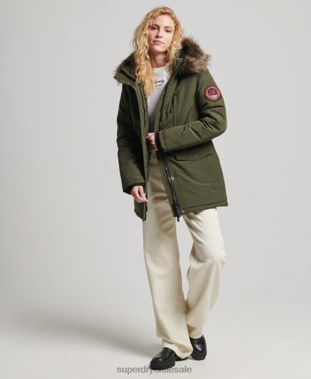 mujer Superdry caqui parka everest de piel sintética con capucha 2R68Z3773