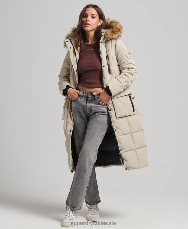 mujer Superdry crema abrigo Everest largo de piel sintética 2R68Z3601