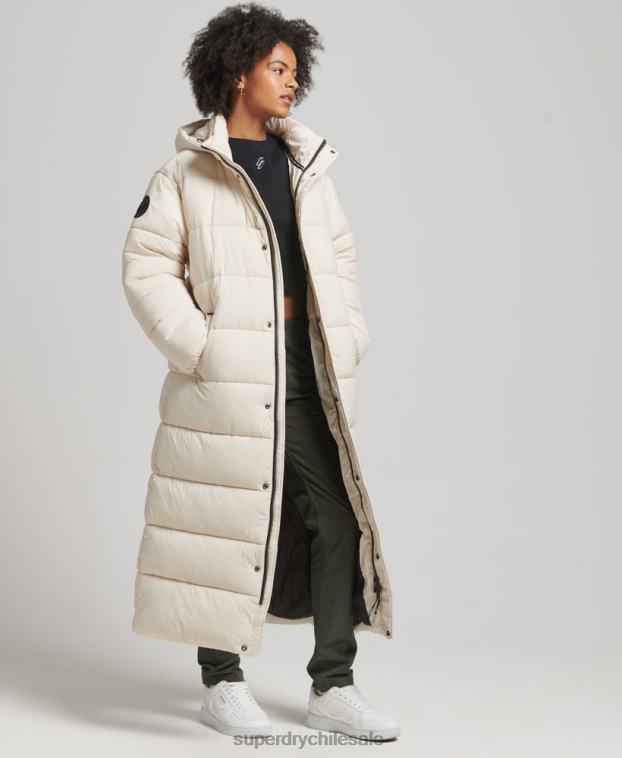 mujer Superdry crema abrigo acolchado capullo con palangre 2R68Z5470