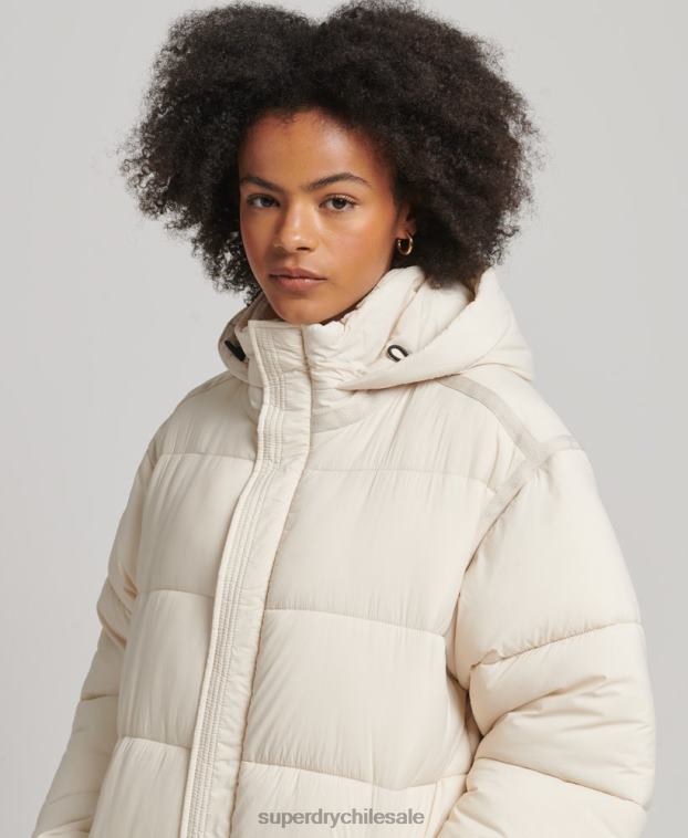 mujer Superdry crema abrigo acolchado capullo con palangre 2R68Z5470