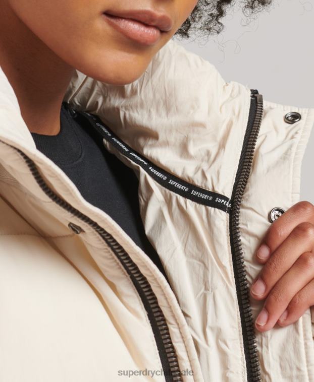 mujer Superdry crema abrigo acolchado capullo con palangre 2R68Z5470