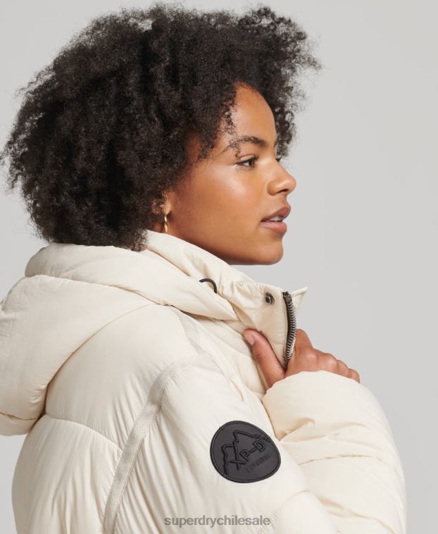 mujer Superdry crema abrigo acolchado capullo con palangre 2R68Z5470