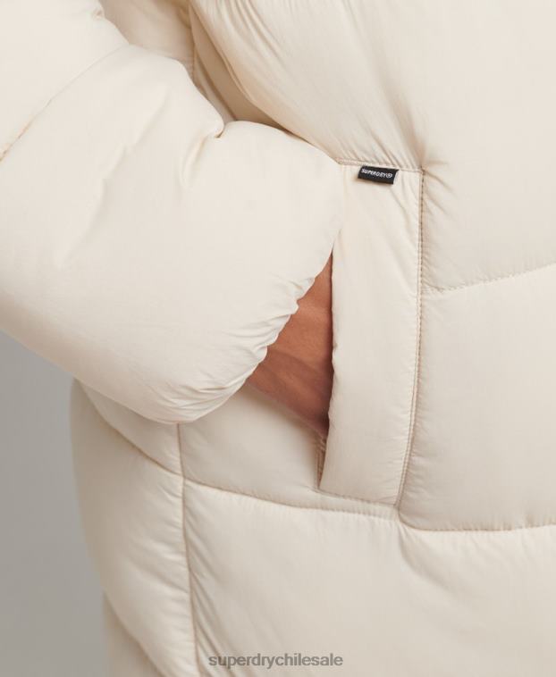 mujer Superdry crema abrigo acolchado capullo con palangre 2R68Z5470