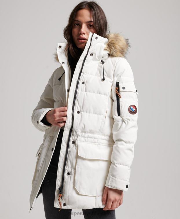 mujer Superdry crema abrigo de plumas de primera calidad 2R68Z5737