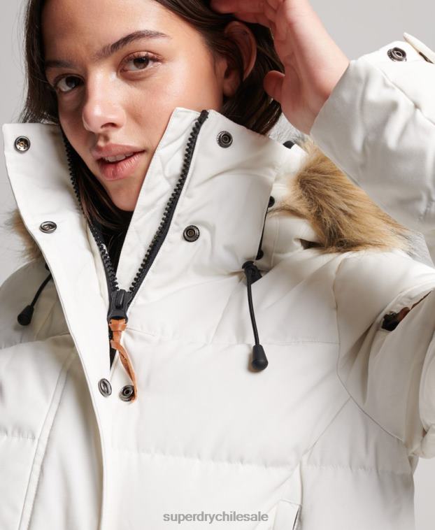 mujer Superdry crema abrigo de plumas de primera calidad 2R68Z5737