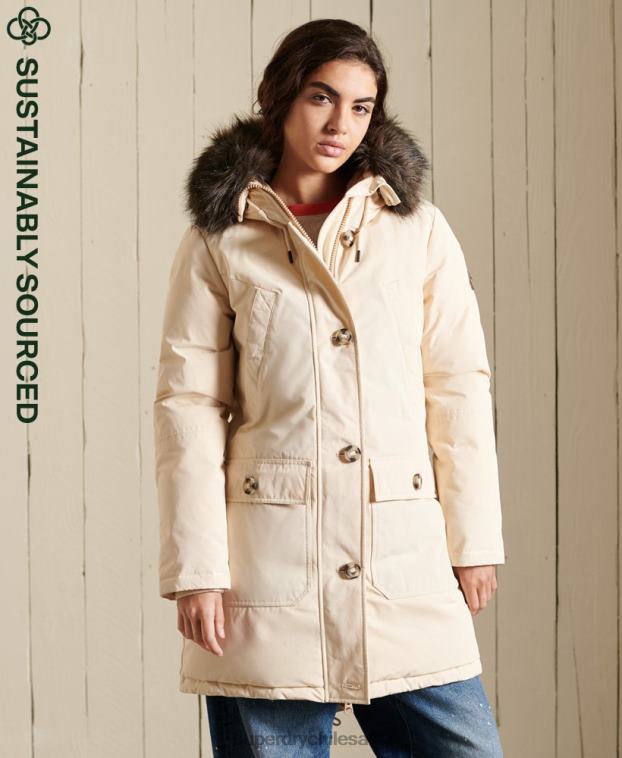mujer Superdry crema parka de plumón de rookie 2R68Z5474