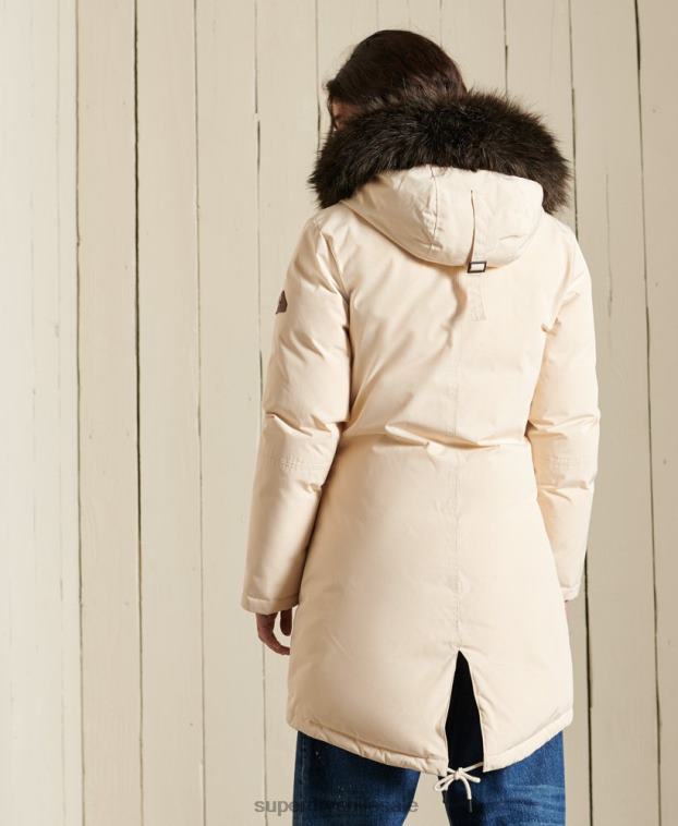 mujer Superdry crema parka de plumón de rookie 2R68Z5474