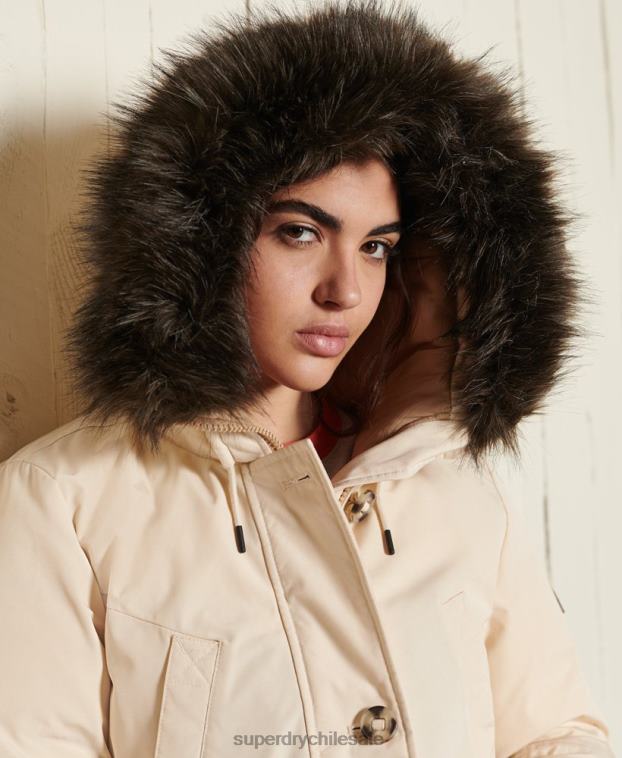 mujer Superdry crema parka de plumón de rookie 2R68Z5474
