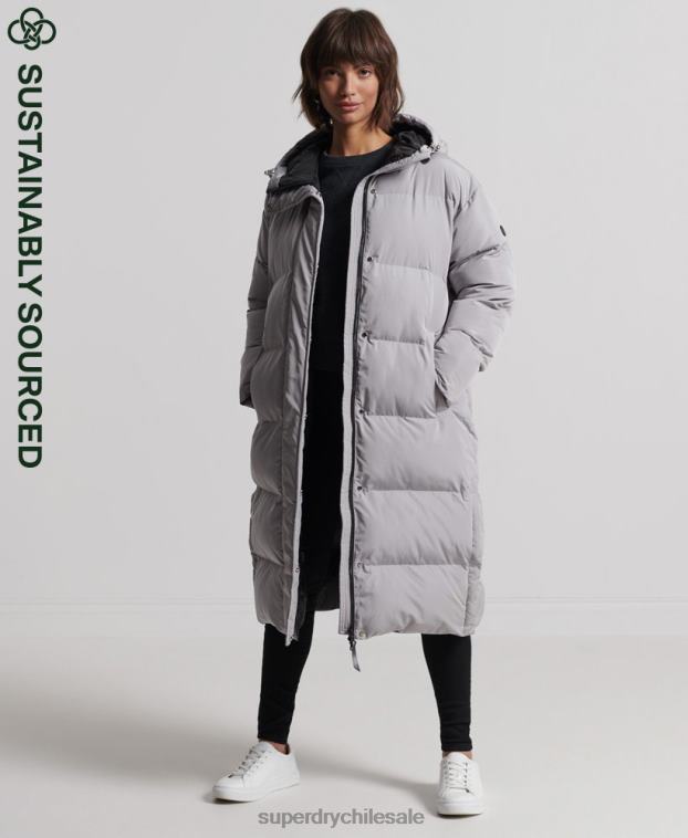 mujer Superdry gris claro abrigo largo de edredón 2R68Z3822