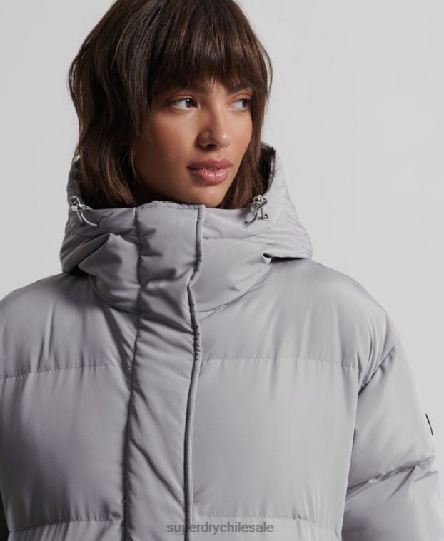 mujer Superdry gris claro abrigo largo de edredón 2R68Z3822