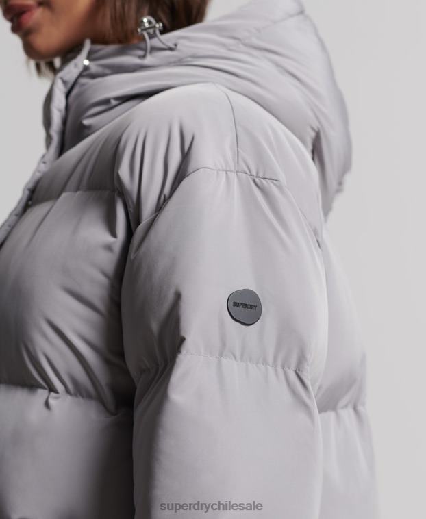 mujer Superdry gris claro abrigo largo de edredón 2R68Z3822