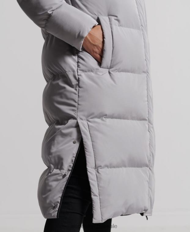 mujer Superdry gris claro abrigo largo de edredón 2R68Z3822