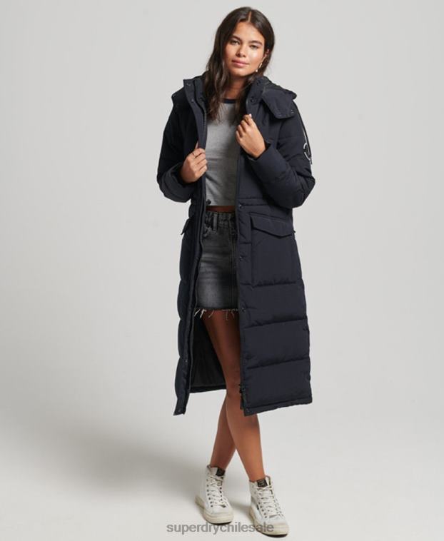 mujer Superdry gris oscuro abrigo acolchado Everest 2R68Z3588